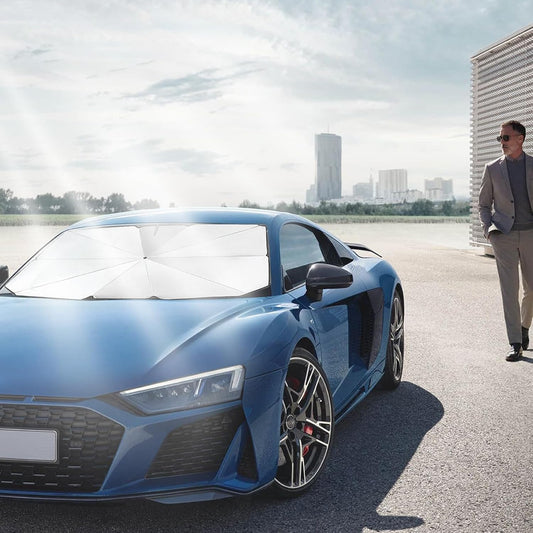 Car Windshield Sun Shade Protector- Foldable Car Shades for Windows, 3 Layers UV Block Umbrella, Front Window Heat Insulation Car Accessories for SUV, Hatchback, Sedan (Medium Size)