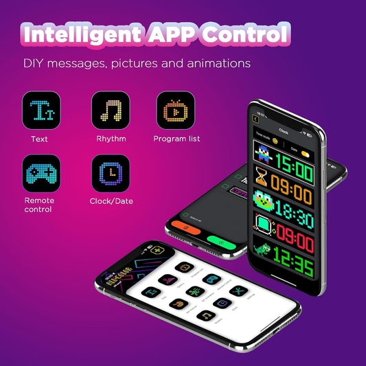 7 x 3 Inches Flexible IP65 Waterproof DIY Customizable LED Matrix Panel Display Screen Sign Board with Mobile Application and Remote Control for Cars, Home, Office, Shops