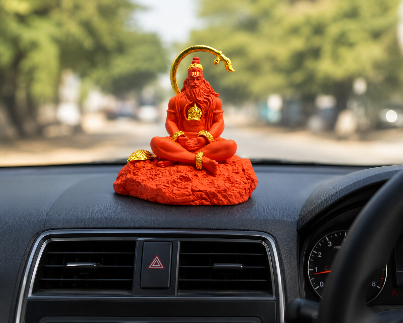 Golden Tail Hanuman Ji Premium Dashboard Idol