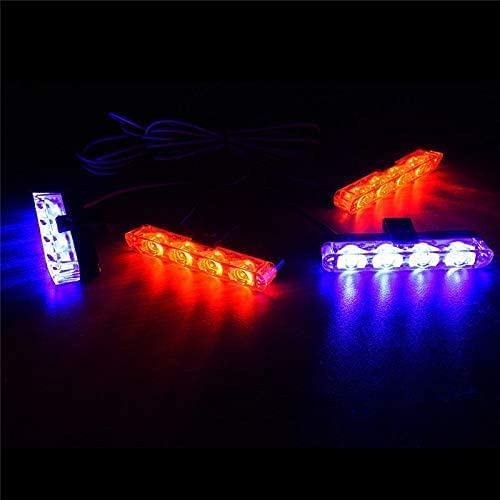 Car Grill Red & Blue Police Flasher Emergency Warning Strobe Light for Cars with Controller & Flashing Modes