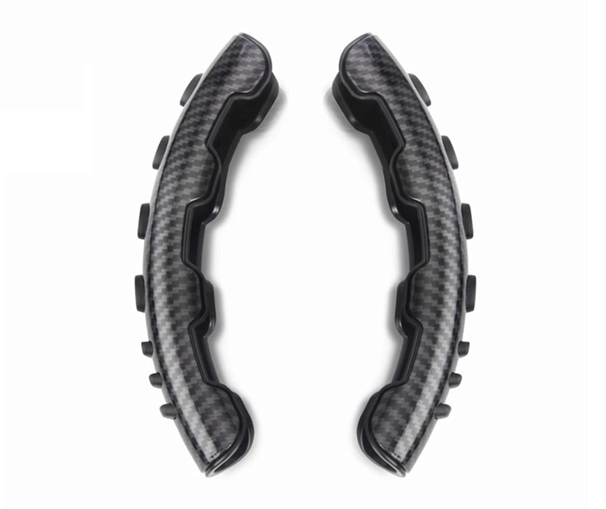 Black Carbon Fiber ABS Texture Steering Wheel Grip Cover for All Cars Anti Skid Non Slip, Interior Decoration, 15-Inch Car Accessory