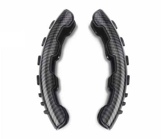 Black Carbon Fiber ABS Texture Steering Wheel Grip Cover for All Cars Anti Skid Non Slip, Interior Decoration, 15-Inch Car Accessory