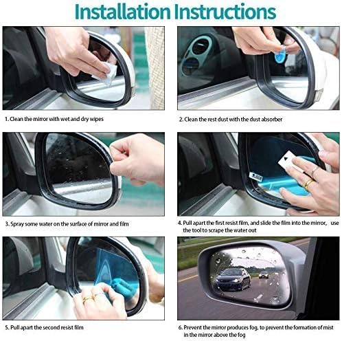 Anti Fog Film For  Car Rearview Mirror Films Anti-Rain Fog Waterproof Anti-Glare, Anti-Scratch PET Material Film Accessories (2 PCs Oval + 2 PCs Square) Combo Pack