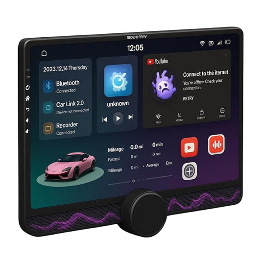 Gemstone 10.4” QLED 2K Car Media Player | Android Stereo OS 13 | 4GB+64GB | Inbuilt Exhaust Fan/Bluetooth/WiFi | Single Knob Screen | Free AHD Camera