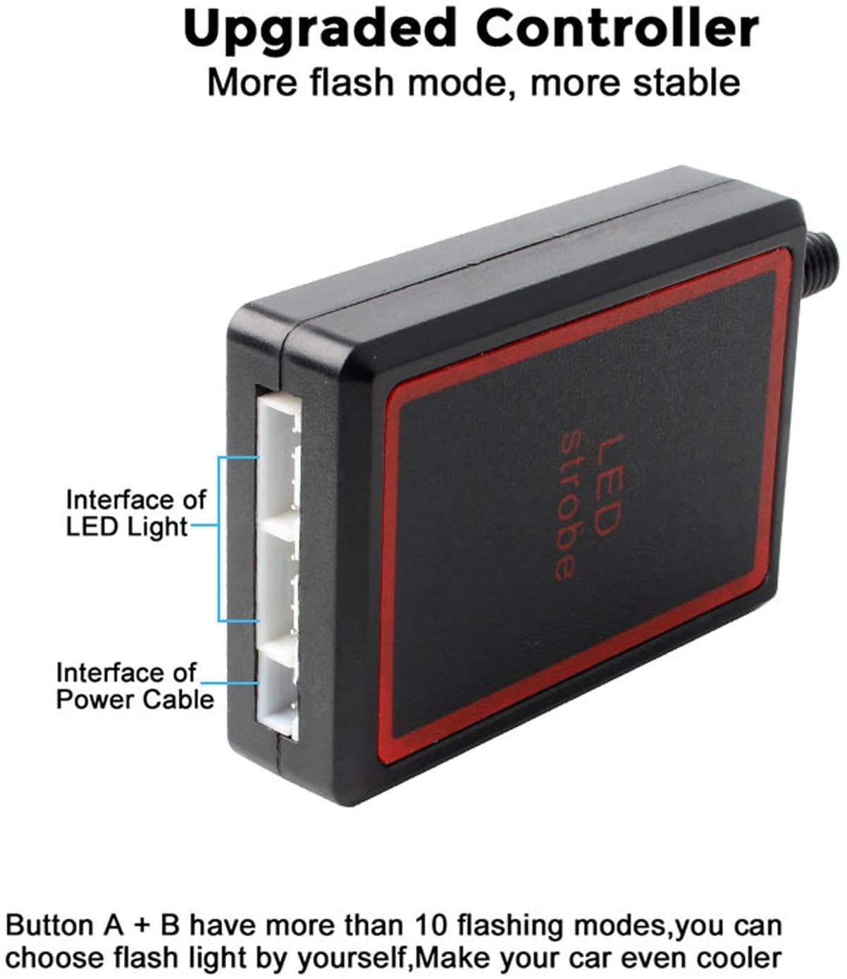 Car Grill Red & Blue Police Flasher Emergency Warning Strobe Light for Cars with Controller & Flashing Modes