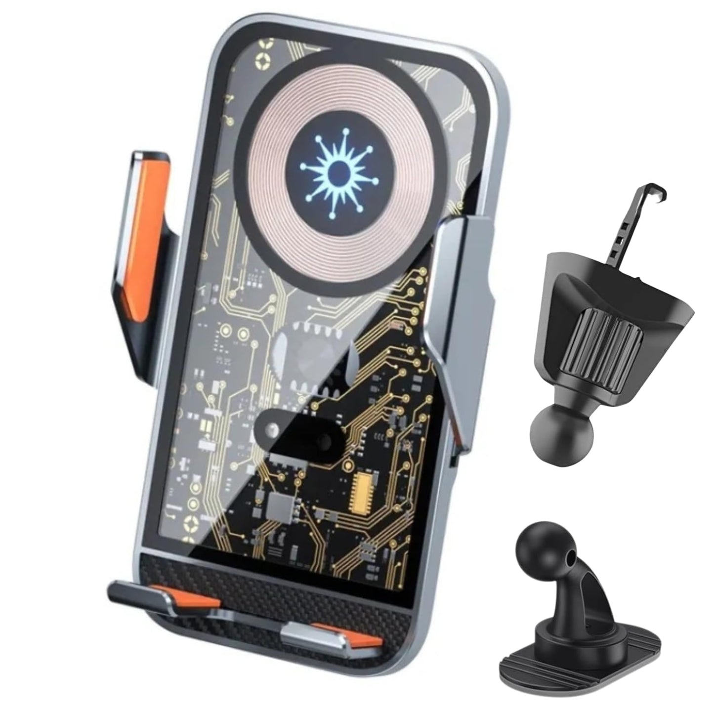 Wireless Charger for Car, Auto-Clamping Mobile Holder | 15W Qi Fast Charging | Wireless Car Charger| 360° Rotation | 1M Type C Cable