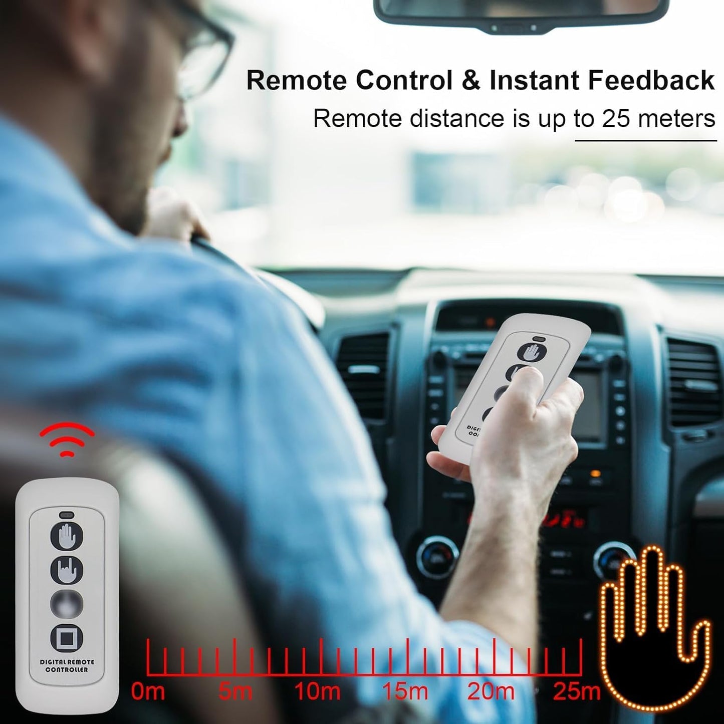 Fun Gesture Warning Lights with Wireless Remote Controller for All Cars, Vans & Trucks