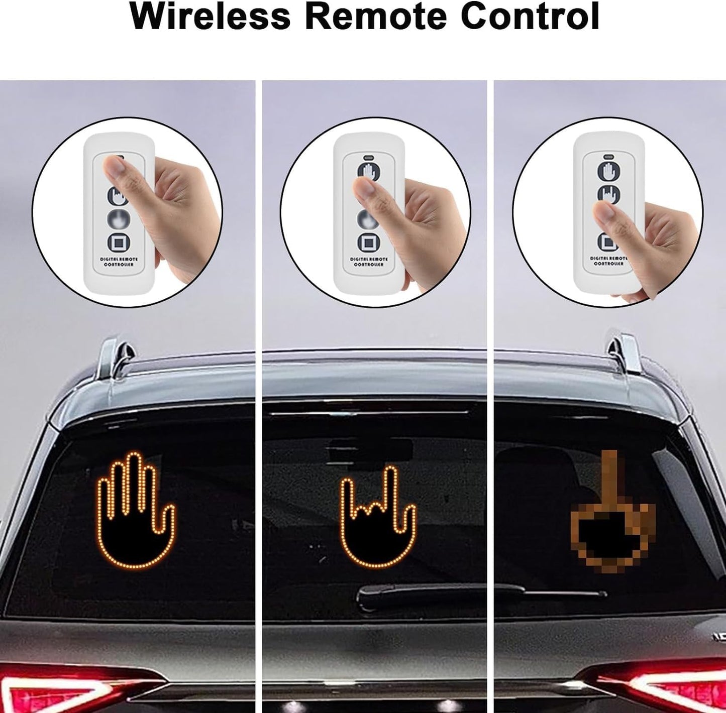 Fun Gesture Warning Lights with Wireless Remote Controller for All Cars, Vans & Trucks