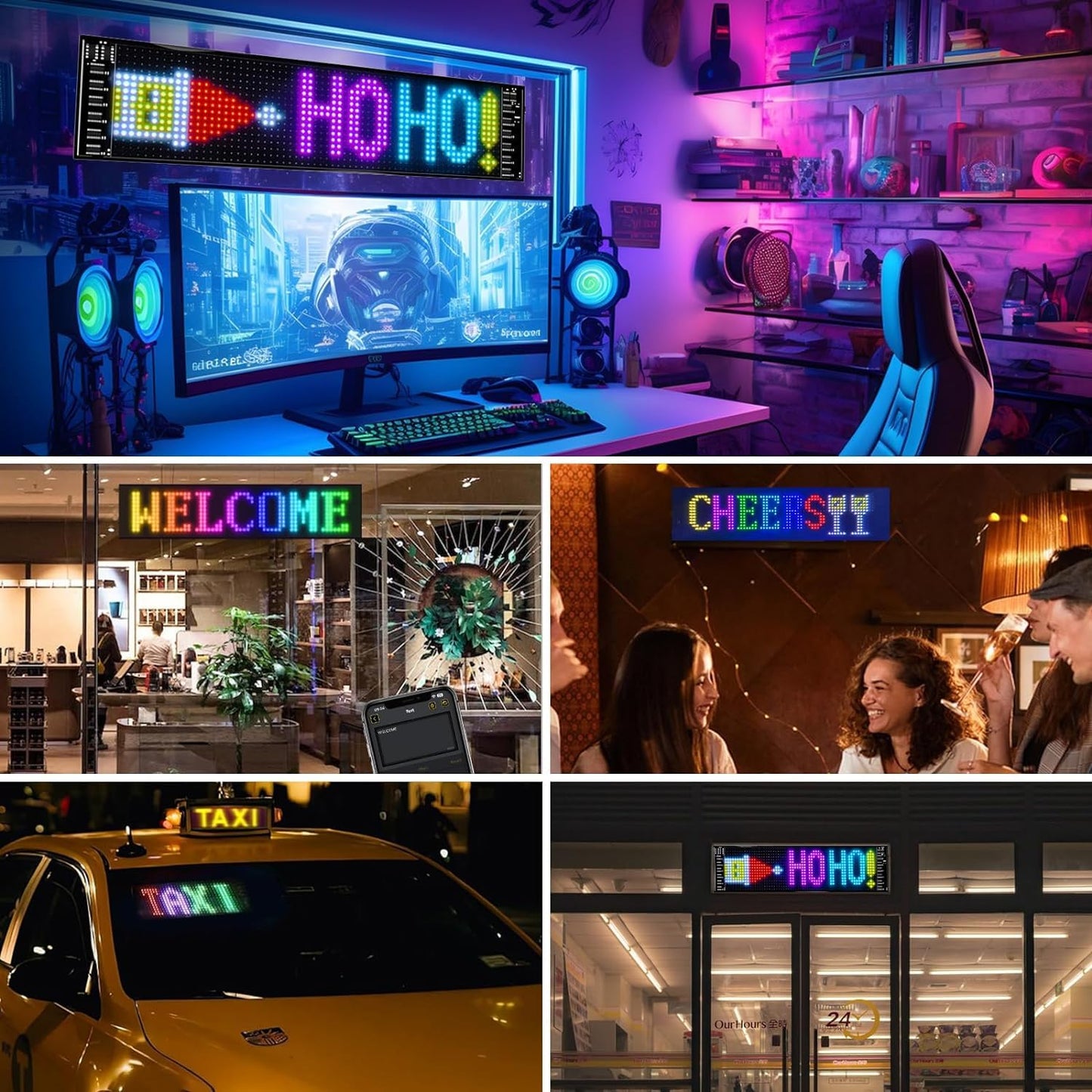 7 x 3 Inches Flexible IP65 Waterproof DIY Customizable LED Matrix Panel Display Screen Sign Board with Mobile Application and Remote Control for Cars, Home, Office, Shops