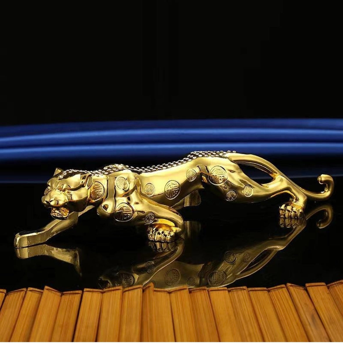 Golden Jaguar Show Piece for Car Dashboard, Office and Home