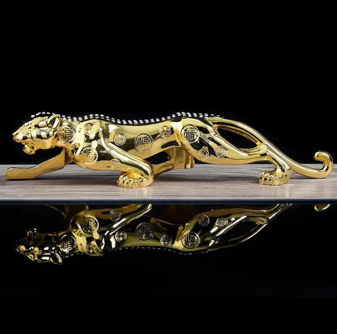 Golden Jaguar Show Piece for Car Dashboard, Office and Home