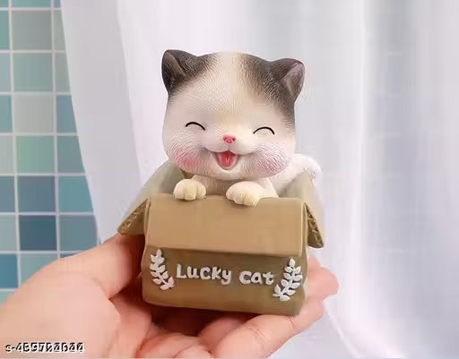 Mini Cat Bobble Head for Home Decor, Car Dashboard Decor, Decorative Cat Statue Showpiece